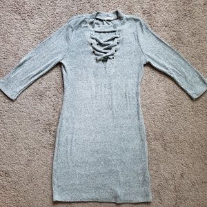 soft ribbed grey dress